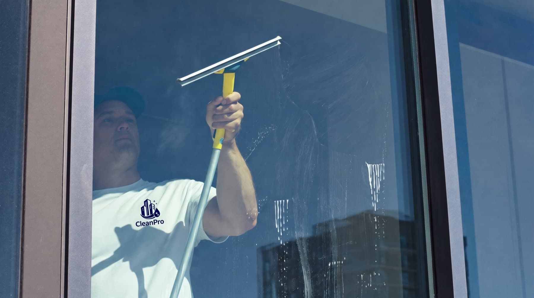 Professionelle Glas- und Fensterreinigung durch CleanPro an einer Glasfassade in Hannover